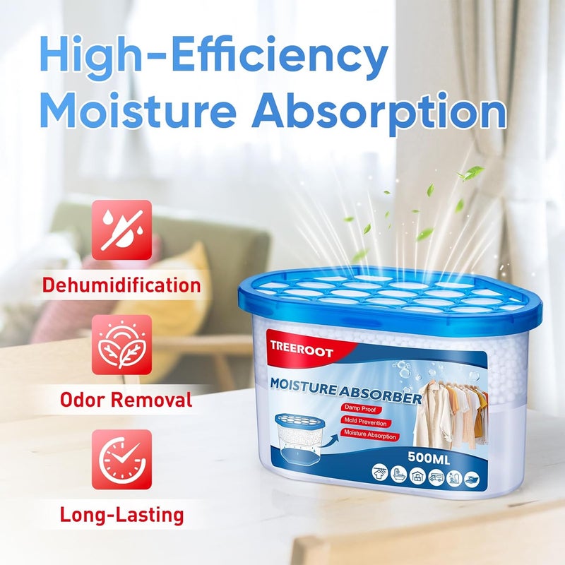 Treeroot 10 Pack Moisture Absorbers, 10.6 OZ Humidity Absorber Bucket, Moisture Absorbers for Closet, Dehumidifier Bucket for Wardrobes、 Kitchens and Bathrooms, Fragrance Free Humidity Absorber - Image 2